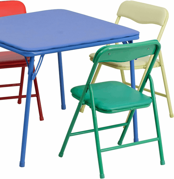 Mindy Kids 5-Piece Set Folding Square Table and Chairs Set for Daycare and Classrooms, Children'S Activity Table and Chairs Set, Multicolor - Image 5
