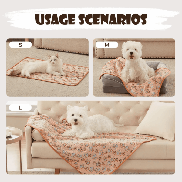 1 Pack 3 Blankets Super Soft Fluffy Premium Fleece Pet Blanket Flannel Throw for Dog Puppy Cat Paw Brown/Pink/White Small(23X16 Inch) - Image 4