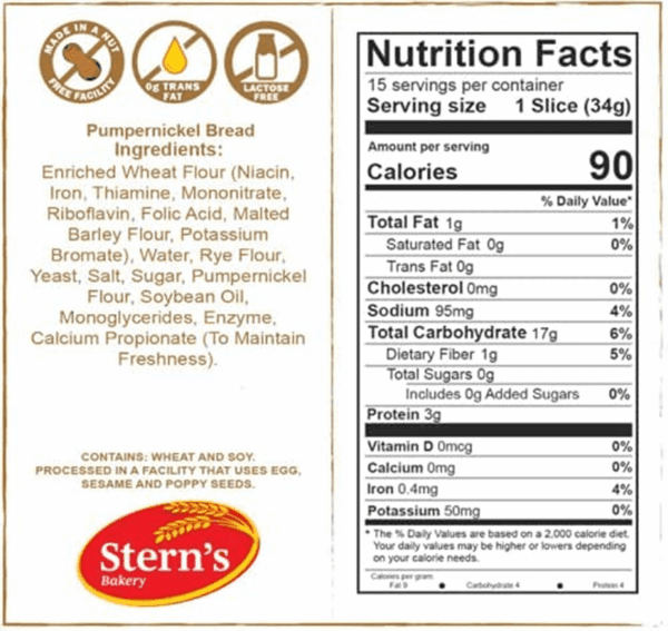 Pumpernickel Bread -2 Pack-16 Oz per Loaf | Delicious Sandwich Bread | Kosher Bread | Fresh Bread | Dairy & Nut Free | Stern’S Bakery - Image 7