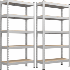 5-Tier Storage Shelves, Set of 2 Garage Storage, Boltless Assembly, Adjustable Shelving Units, 11.8 X 29.5 X 59.1 Inches, Load 1929 Lb Each, Shed Warehouse Basement, Silver UGLR300E02