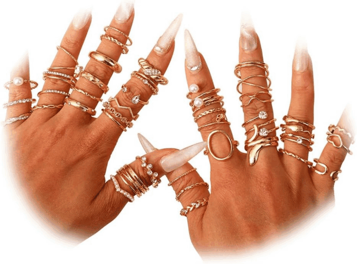 Gold Knuckle Rings Set for Women Stackable Joint Finger Midi Rings Dainty Cubic Crystal Zirconia Simple Hollow Twist Cute Rings Pack Jewelry Gift - Image 8