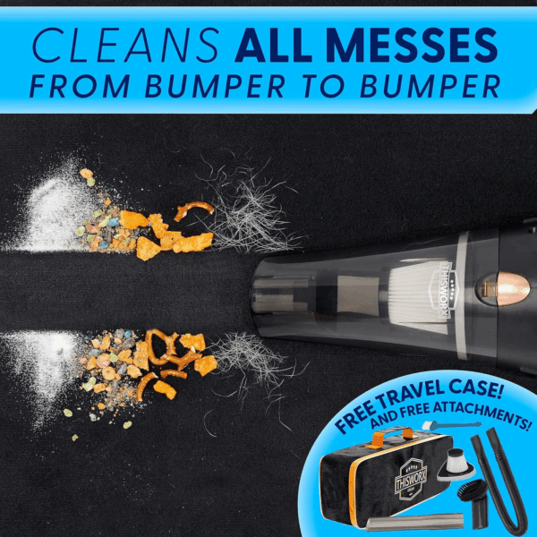Thisworx Car Vacuum Cleaner - Portable Handheld Mini Vacuum Cleaner W/ 16Ft Cord, Bag, & Attachments - Small Vacuum for Car, RV, Boats, Travel - Car Accessories - Image 2