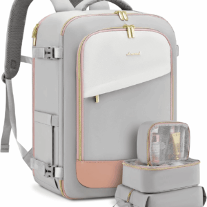 Travel Backpack for Women, 40L Carry on Backpack Flight Approved, Large Personal Item Bag Fits 17 Inch Laptop, TSA Approved Luggage with 3 Packing Cubes,Waterproof Weekender Gym Essentials
