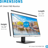 24Mh FHD Computer Monitor with 23.8-Inch IPS Display (1080P) - Built-In Speakers and VESA Mounting - Height/Tilt Adjustment for Ergonomic Viewing - HDMI and Displayport - (1D0J9AA#ABA) - Image 4