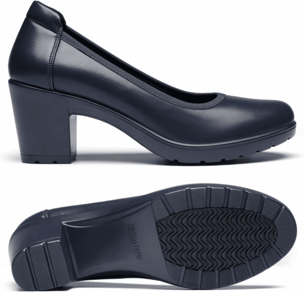 Women'S Chunky Closed Toe Low Block Heels Work Pumps Comfortable round Toe Dress Wedding Shoes - Image 4