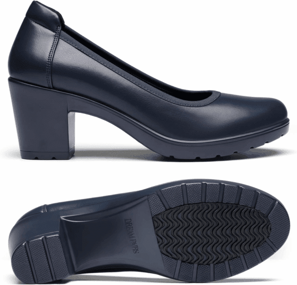 Women'S Chunky Closed Toe Low Block Heels Work Pumps Comfortable round Toe Dress Wedding Shoes - Image 4