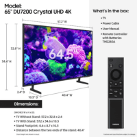 65-Inch Class Crystal UHD 4K DU7200 Series HDR Smart TV W/Object Tracking Sound Lite, Purcolor, Motion Xcelerator, Mega Contrast, Q-Symphony (UN65DU7200, 2024 Model) - Image 2