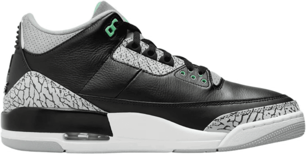 Air Jordan 3 Retro Mens Shoes Size-9.5, Black/Green Glow-Wolf Grey - Image 2
