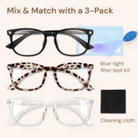 Stylish Blue Light Glasses for Woman - Computer Glasses 99% Blue Light Blocking - Lightweight TR90 Frames - 3 Pack - Image 7