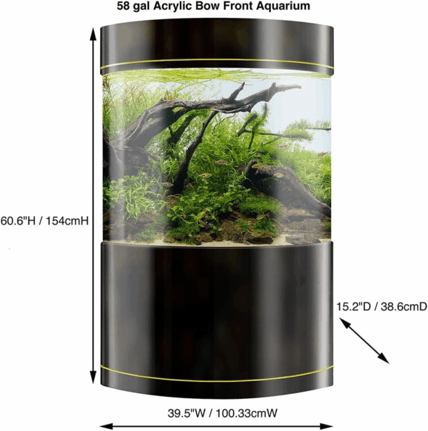 Water World Luxury Large Bow Front Acrylic Aquarium with Built-In Stand and Storage Top (LM2) – 360° View – Great for Freshwater and Saltwater Fish – 58 Gallons - Image 4