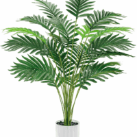 28'' Artificial Palm Tree Large Fake Tropical Faux Plants Indoor and Outdoor for Home Bathroom Porch outside Patio Decor (White Pot)