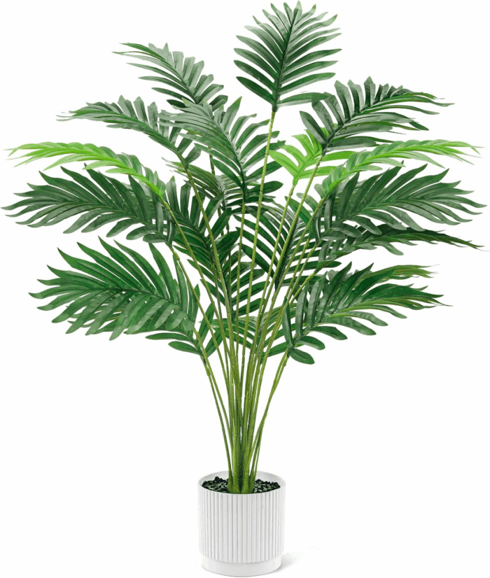 28'' Artificial Palm Tree Large Fake Tropical Faux Plants Indoor and Outdoor for Home Bathroom Porch outside Patio Decor (White Pot)