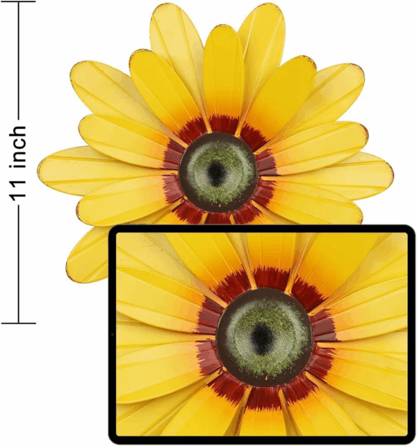 Sunflower Garden Decor, 11'' Metal Flower Wall Decor, Yard Hanging Wall Art Decorations for Kitchen, Bathroom, Living Room, Spring Boho Art for Indoor Outdoor - Image 2