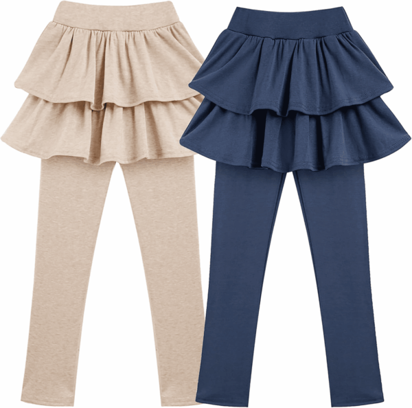 Girls School Uniform Pants Leggings with Skirts Stretch Warm Jegging 4-12 Years - Image 2