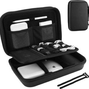 Hard Travel Electronic Organizer Case for Macbook Power Adapter Chargers Cables Power Bank Apple Magic Mouse Apple Pencil USB Flash Disk SD Card Small Portable Accessories Bag -L, Black