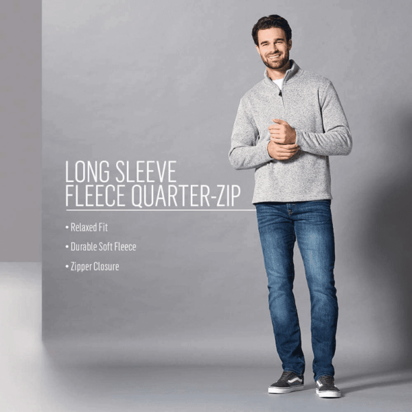 Men'S Long Sleeve Fleece Quarter-Zip Sweater - Image 11