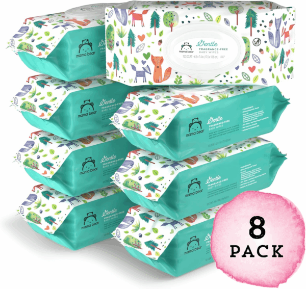 Amazon Brand -  Gentle Fragrance Free Baby Wipes, Hypoallergenic, Sensitive Skin, Unscented, 800 Count (8 Packs of 100) - Image 7