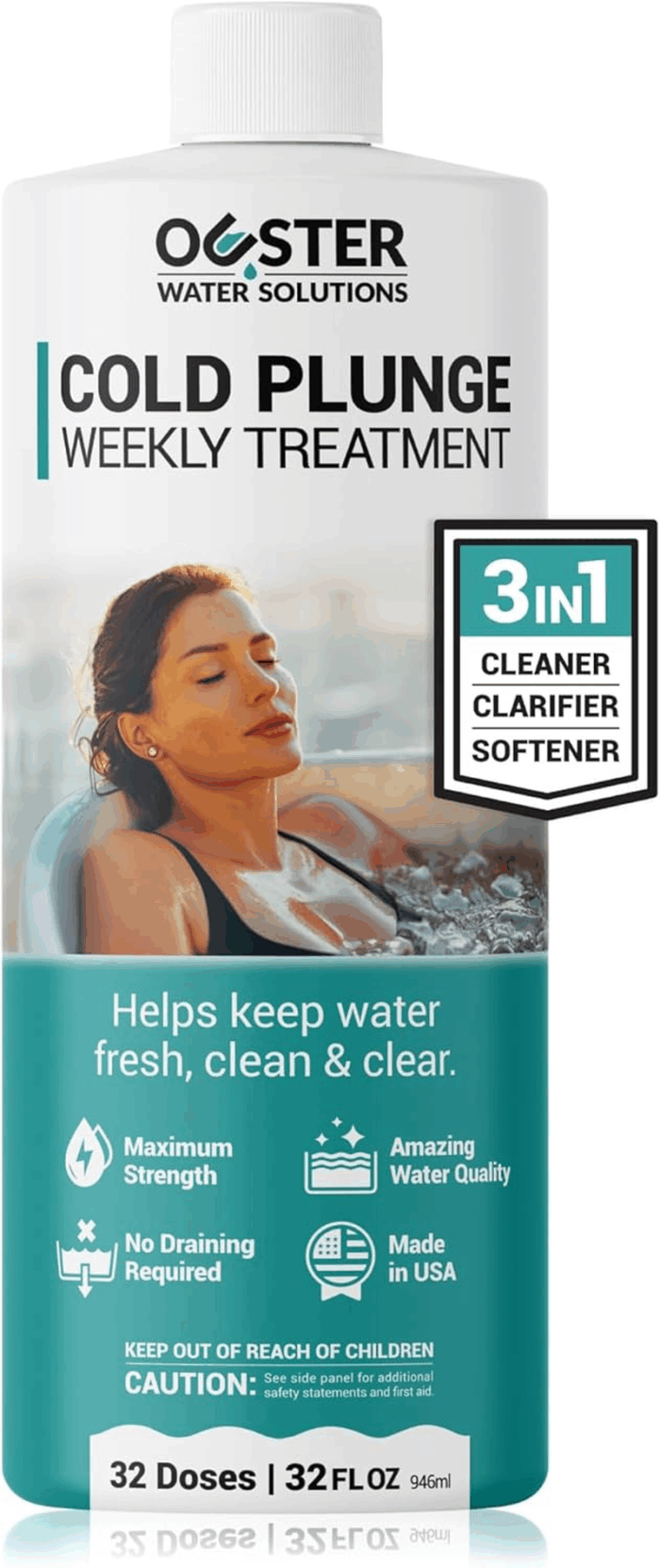 3In1 Weekly Cold Plunge Water Treatment - Cleaner, Clarifier, and Softener for Cold Plunge and Ice Bath - Water Stabilizer for Fresh, Crystal Clear Water - Made in USA (32Oz)