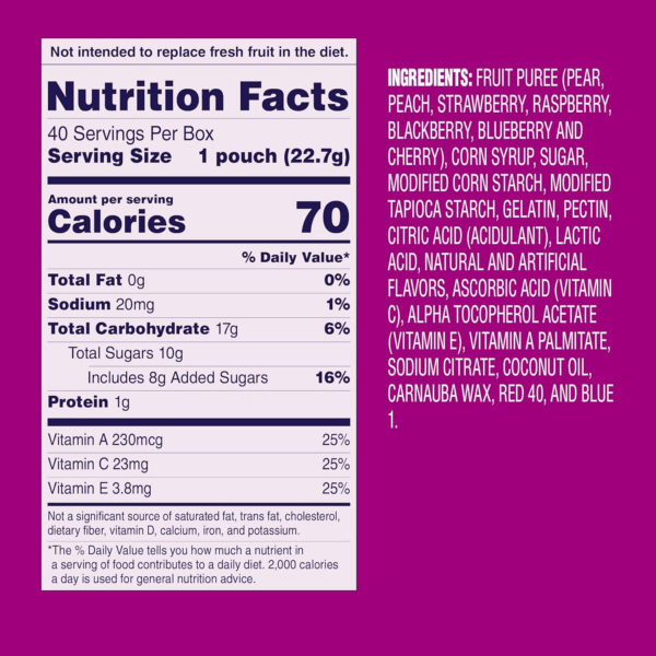 Fruit Snacks, Berries 'N Cherries, Bulk Pack, Individual Single Serve Bags, 0.8 Oz (Pack of 40) - Image 8