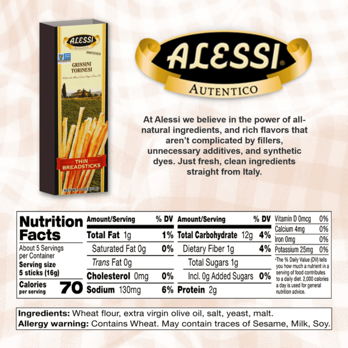 Imported Breadsticks, Thin Autentico Italian Crispy Bread Sticks, Low Fat Made with Extra Virgin Olive Oil, 3Oz (Thin, 3 Ounce (Pack of 12)) - Image 2