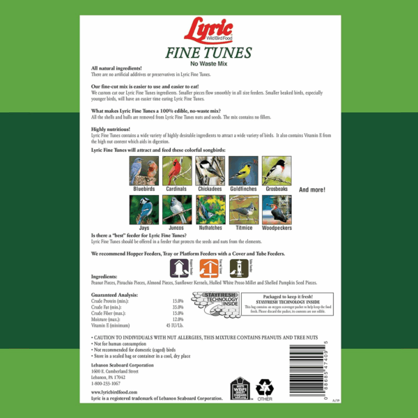 Fine Tunes Wild Bird Seed - No Waste Bird Food Mix - Attracts Bluebirds, Finches, Chickadees & More - 15 Lb. Bag - Image 2