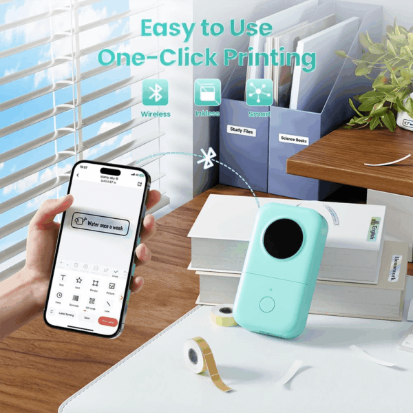 D30 Label Maker Machine, Portable Bluetooth Mini Label Printer, Smart Phone Handheld Thermal Sticker Small Labeler Multiple Templates Font Icon Inkless for Home Office - Image 4