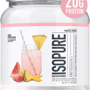 Clear Whey Isolate Protein Powder Infusions, Lactose Free, Gluten Free, Naturally Flavored, Tropical Punch, 20G Protein per Serving, 14.1 Oz, 16 Servings
