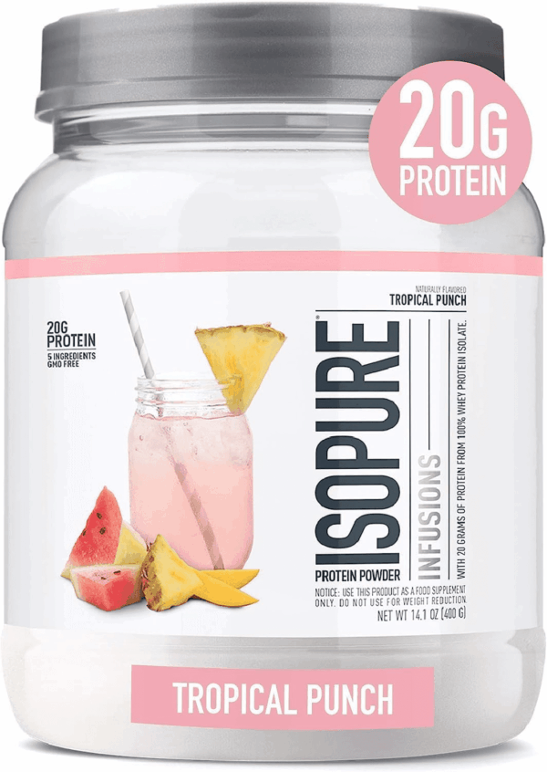 Clear Whey Isolate Protein Powder Infusions, Lactose Free, Gluten Free, Naturally Flavored, Tropical Punch, 20G Protein per Serving, 14.1 Oz, 16 Servings
