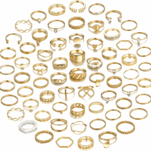 68 Pcs Gold Knuckle Rings Set for Women, Stackable Rings Boho Joint Finger Midi Rings Silver Hollow Carved Crystal Stacking Rings Pack for Gift