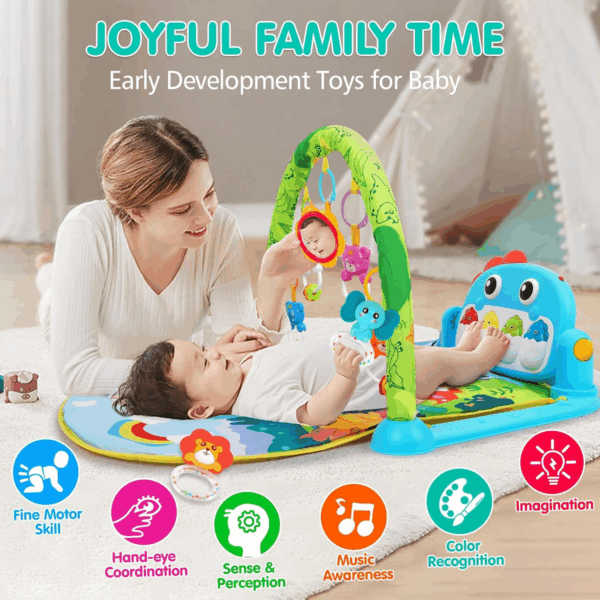 Baby Gym Play Mats Baby Toys Tummy Time Mat Musical Activity Center for Newborn Infant Piano Babies Play Mat Music & Light Newborn Infant Gifts for Babies 0-3 6 9 12 Months Dinosaur Style - Image 4