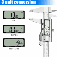 Digital Caliper Measuring Tool, Stainless Steel Vernier Caliper Digital Micrometer with Large LCD Screen, Easy Switch from Inch Metric Fraction, 6 Inch Caliper Tool for Diy/Household - Image 3