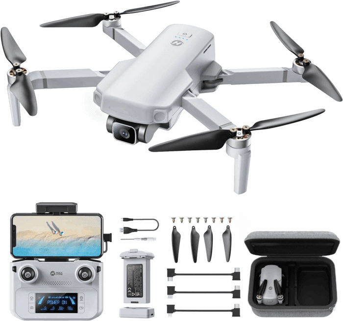 HS360E GPS EIS Drones with Camera for Adults 4K, 249G FAA Compliant Lightweight Foldable FPV RC Quadcopter Drone with 1200W Sensor, 20000Ft Range, Auto Return, Follow Me, Upgraded HS360S