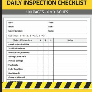 Electric Pallet Jack Daily Inspection Checklist: Powered Pallet Jack Pre-Use Inspection Report Book | Electric Pallet Truck Safety & Maintenance Inspection Form