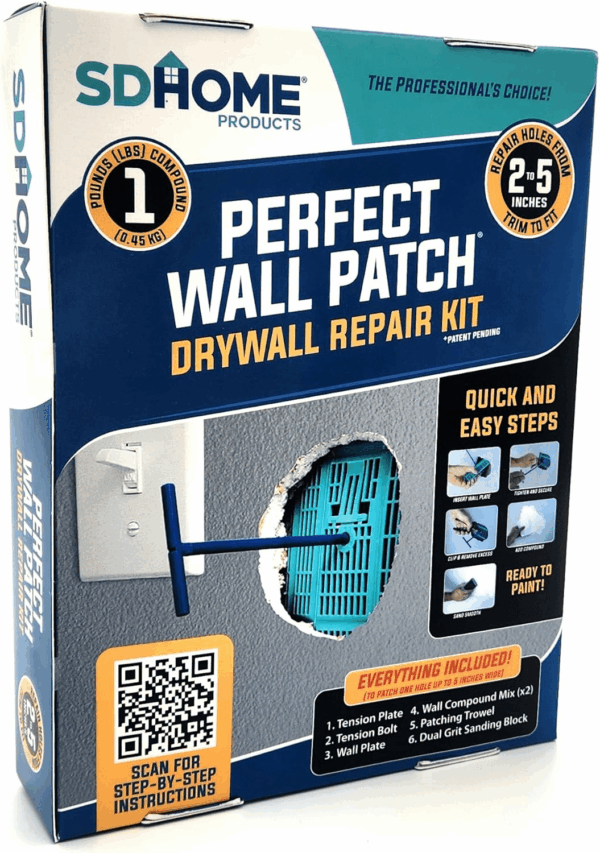 Sdhome Perfect Wall Patch Drywall Repair Kit with Compound, Back Plate, and Putty Knife - Repairs Large Holes with Ease