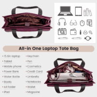 Laptop Bag for Women 15.6 Inch Tote Work Professional Leather Computer Briefcase Waterproof Handbag Shoulder Large Capacity Business Teacher Office Crossbody Purse - Image 2