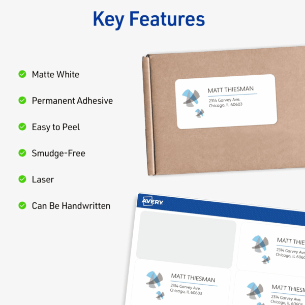 Printable Shipping Labels with Sure Feed, 2" X 4" Customizable Stickers, White, 5,000 Blank Mailing Labels for Laser Printers, Great for Mailing, Shipping, and More (95910) - Image 3