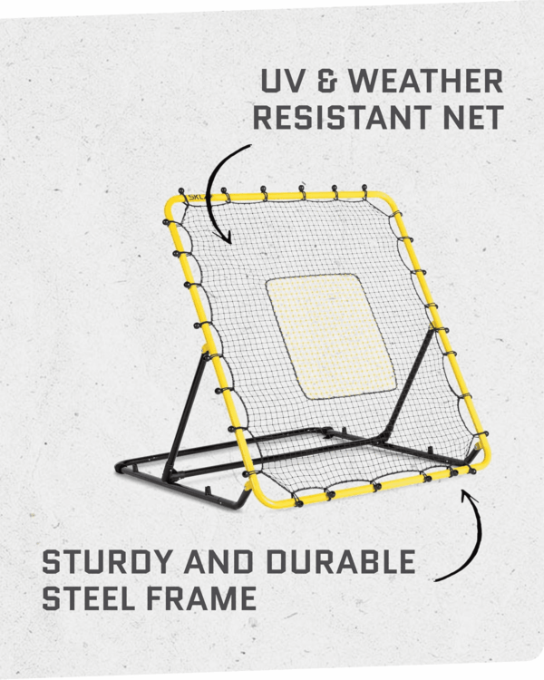 Fielding Trainer - Baseball & Softball Pitch-Back Rebound Net - Ground, Line Drive & Fly Ball Return Settings - 4 X 4.5-Foot Steel Frame, UV & Weather Resistant Bungee Net, Easy-Fold Design - Image 7