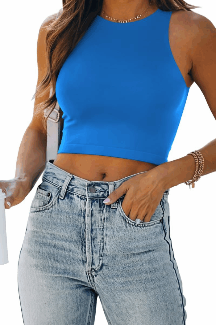 Womens Sexy Sleeveless Double Lined Crop Tops Workout Cute Tight Racerback Tank Tops Summer Clothes Teen Girls 2025
