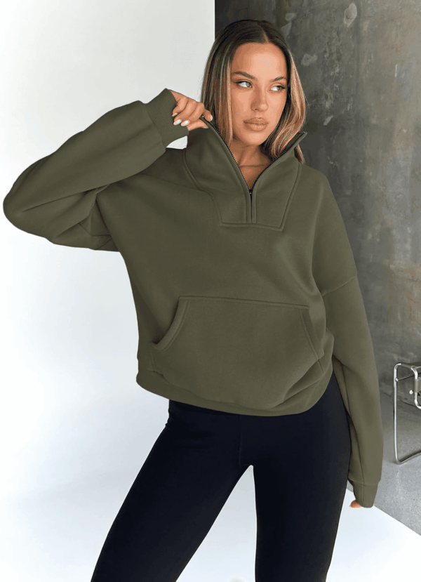 Sweatshirts Quarter Half Zip Pullover Oversized Hoodies Sweaters Comfy Fall Outfits 2025 Y2K Winter Clothes - Image 5