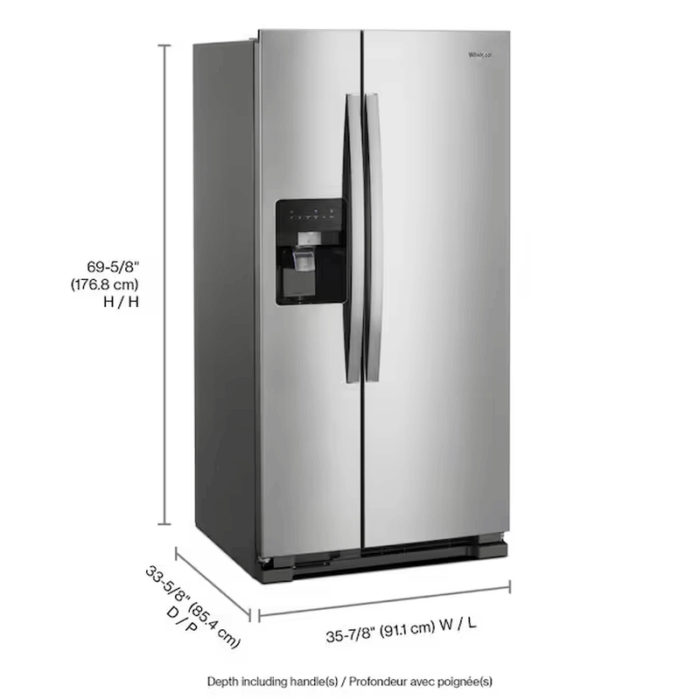 24.6-Cu Ft Side-By-Side Refrigerator with Ice Maker ,Water and Ice Dispenser ( Fingerprint Resistant Stainless Steel ) - Image 3