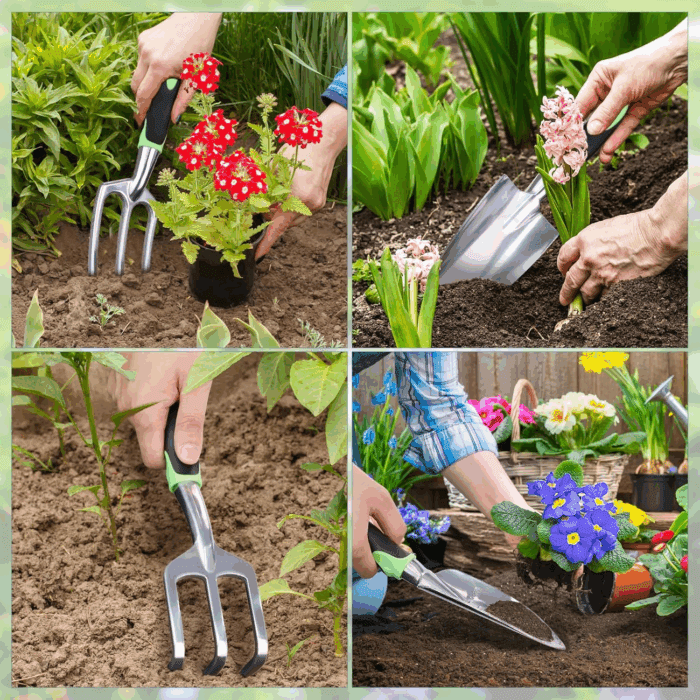 Garden Tool Set 10 Piece, Heavy Duty and Lightweight Aluminium Alloy Tools with Ergonomic Handle, Sturdy Storage Tote Bag, Gardening Hand Tools, Gardening Gift for Women and Men Green - Image 3