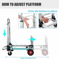 2 in 1 Aluminium Hand Truck Dolly 450Lbs Capacity, Heavy Duty Convertible Hand Truck W/Pneumatic Wheels, Foldable Dolly Cart Collapsible Dolly for Moving with Retractable Handle - Image 5