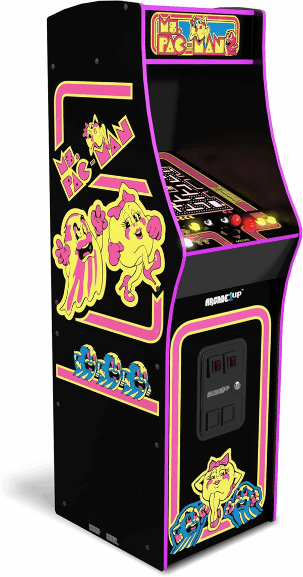 Ms. Pacman Deluxe Black Variant Arcade Machine, Built for Your Home, with 5-Foot Tall Full-Size Stand-Up Cabinet, 14 Classic Games, and 17-Inch Screen