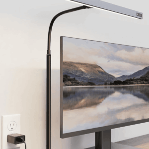 LED Desk Lamp for Office Home, Eye-Caring Desk Light with Adjustable Gooseneck, 12W Touch Control Dimmable Brightness, Architect Clamp Lamp with USB Adapter, Grey