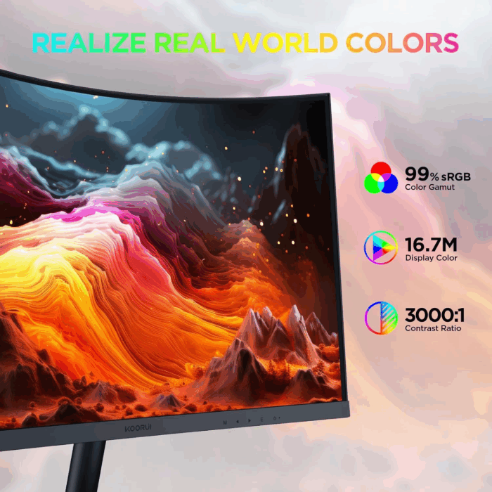24 Inch Curved Monitor, Full HD 1080P Curved Computer Monitor, 1500R Screen, HDMI VGA, Tilt Adjustment, LCD Display, Eye Care, Black 24N5CA - Image 3
