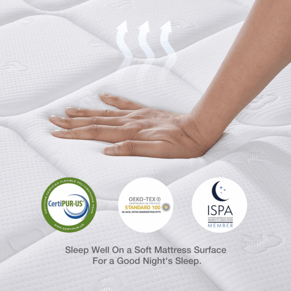 King Mattress, 12 Inch Hybrid Mattress King with Comfort Foam, Innerspring Pillow Top King Mattress in a Box, King Size Mattress for Pressure & Pain Relief, Soft Feel but Supportive - Image 7