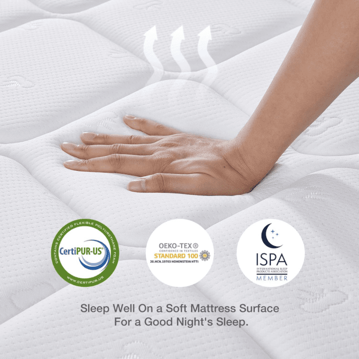 King Mattress, 12 Inch Hybrid Mattress King with Comfort Foam, Innerspring Pillow Top King Mattress in a Box, King Size Mattress for Pressure & Pain Relief, Soft Feel but Supportive - Image 7