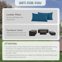 6 Pieces Outdoor Patio Furniture Sets with Furniture Cover, PE Rattan Wicker Patio Conversation Set with Tea Table (Peacock Blue, Rattan Storage Table) - Image 7