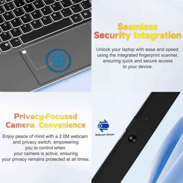 15.6-Fhd-Laptop Student-Laptop, 16GB RAM 1TB SSD, Intel Pentium Quad-Core N100 Processor (Up to 3.4Ghz) Backlit Keyboard Fingerprint Wifi 6 BT5.2 Business-Laptop, 2 Years Warranty Windows 11 Laptop - Image 5