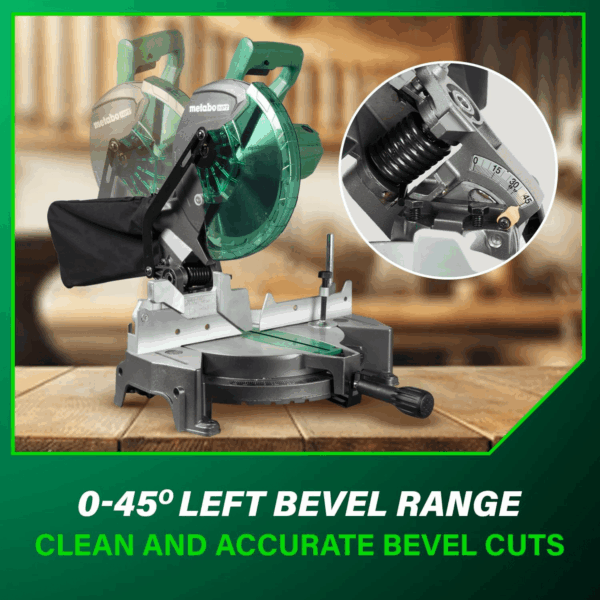 10-Inch Compound Miter Saw, 15-Amp Power Saw with Large 10-Inch Table, Precision Miter Angles, Single Bevel 0-45°, 24T TCT Blade, Positive Stops, Lightweight Design, C10FCGS - Image 4